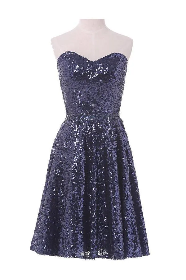 A-line Sweetheart Knee Length Sequined Homecoming Dress With Beads TR0150