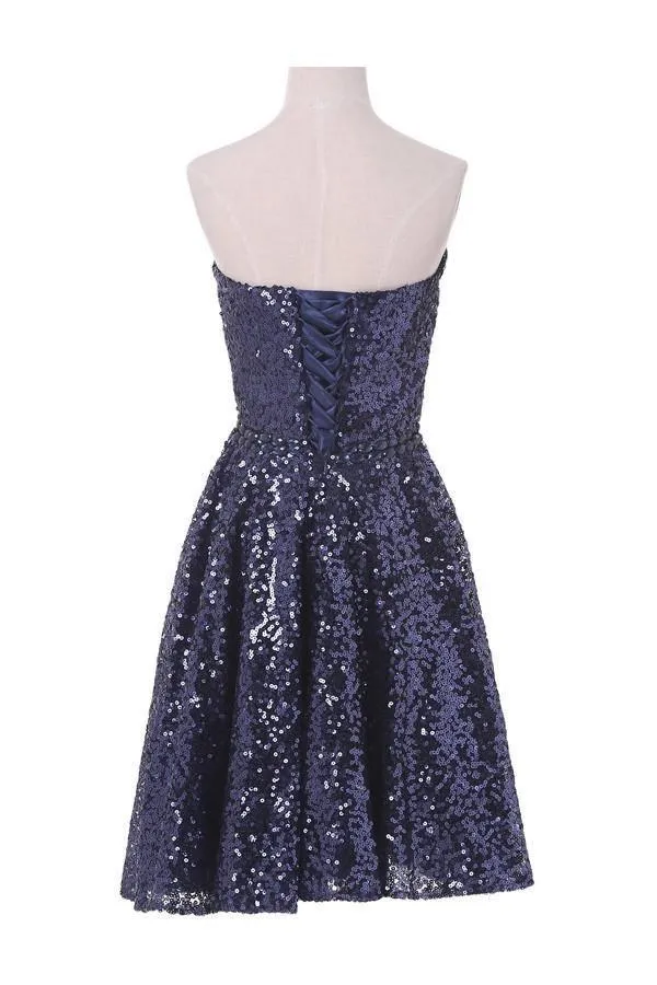 A-line Sweetheart Knee Length Sequined Homecoming Dress With Beads TR0150
