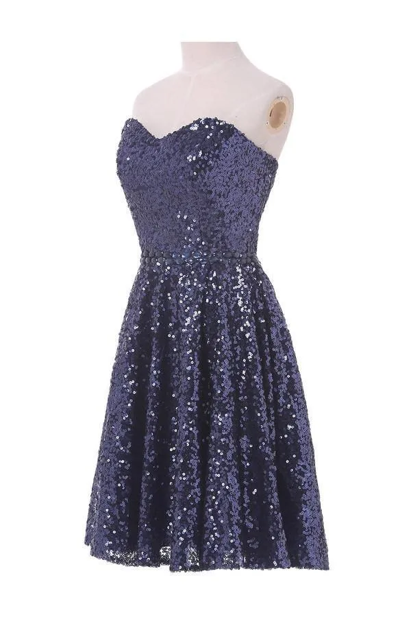 A-line Sweetheart Knee Length Sequined Homecoming Dress With Beads TR0150