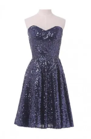 A-line Sweetheart Knee Length Sequined Homecoming Dress With Beads TR0150