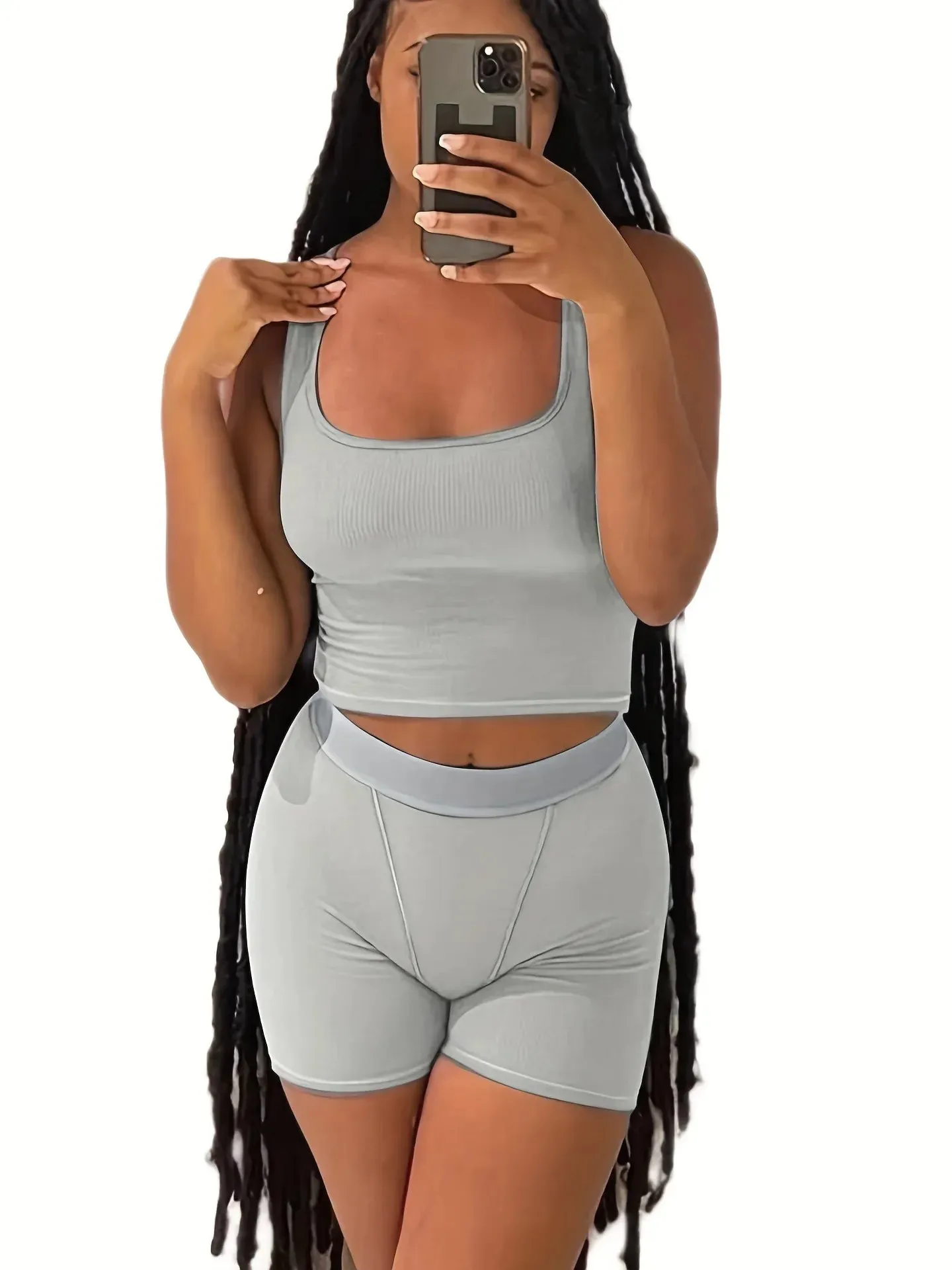 Active Muse™ | Women's Casual Workout Set | Fitted Crew Neck T-Shirt & High Waist Pants, Streetwear Style
