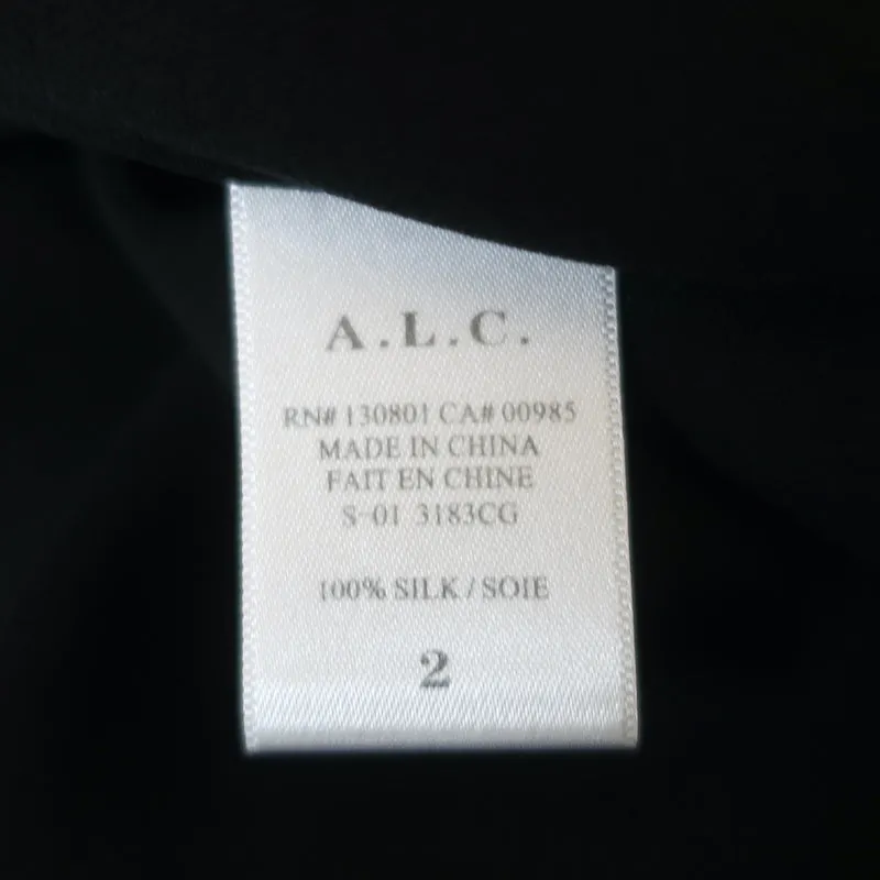 A.L.C. Belted Skirt Black Silk Chiffon Size 2
