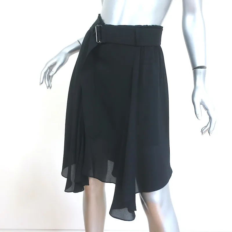 A.L.C. Belted Skirt Black Silk Chiffon Size 2