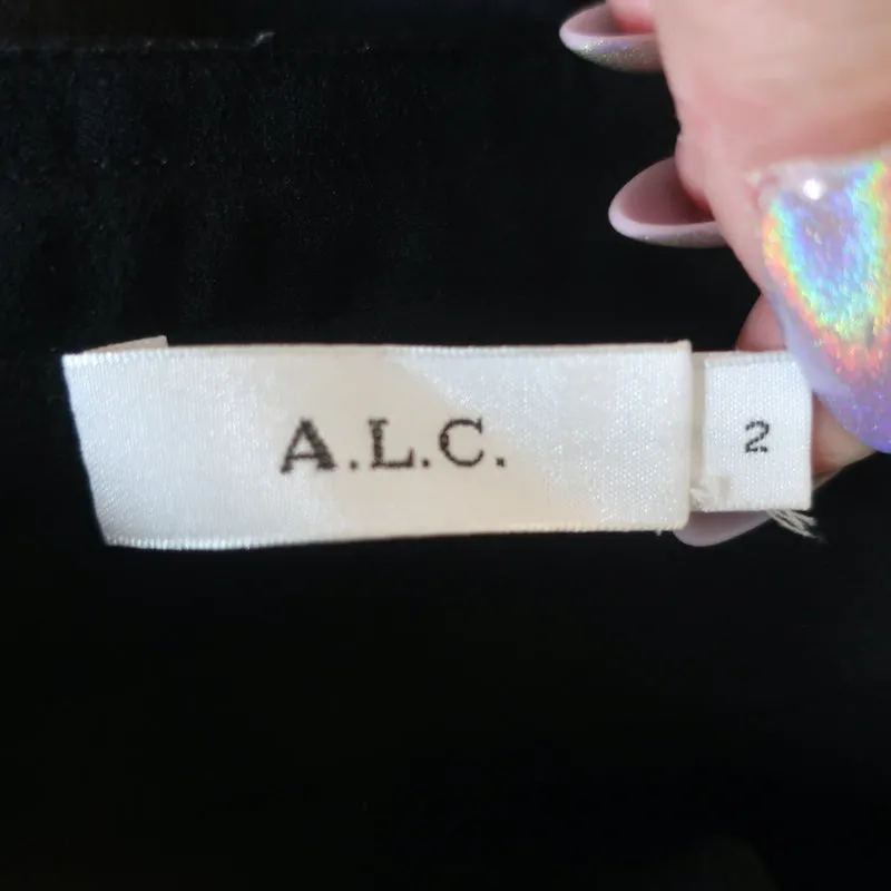A.L.C. Belted Skirt Black Silk Chiffon Size 2