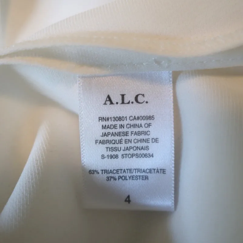A.L.C. Keyhole Blouse Marina White Crepe Size 4 Long Sleeve Mock Neck Top