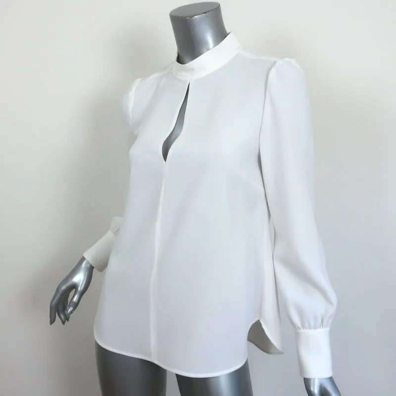 A.L.C. Keyhole Blouse Marina White Crepe Size 4 Long Sleeve Mock Neck Top