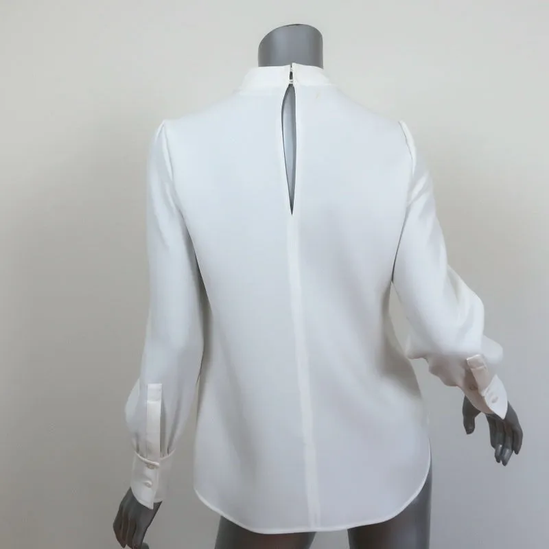 A.L.C. Keyhole Blouse Marina White Crepe Size 4 Long Sleeve Mock Neck Top