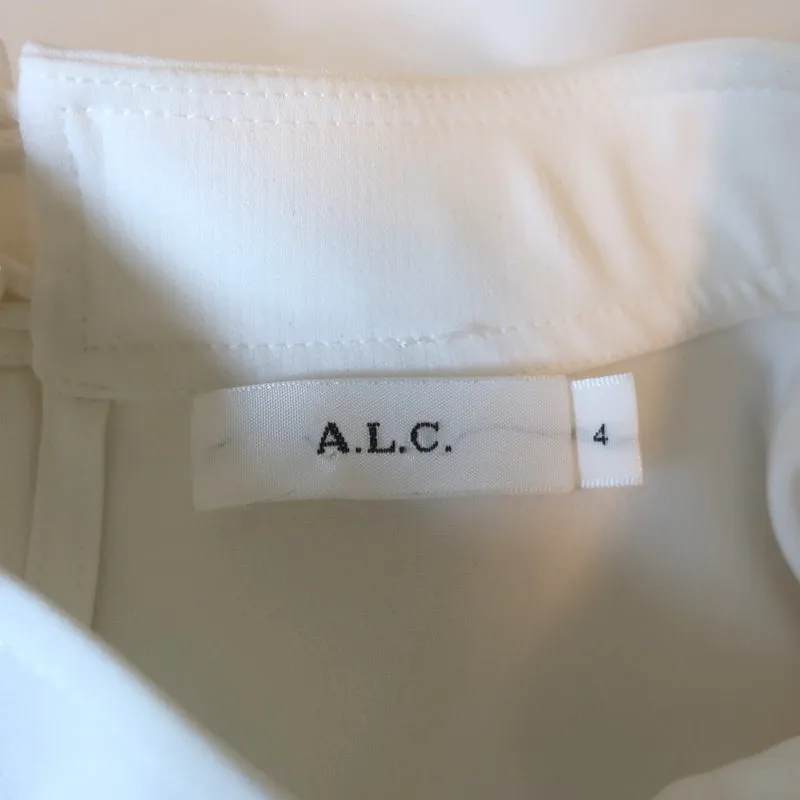 A.L.C. Keyhole Blouse Marina White Crepe Size 4 Long Sleeve Mock Neck Top