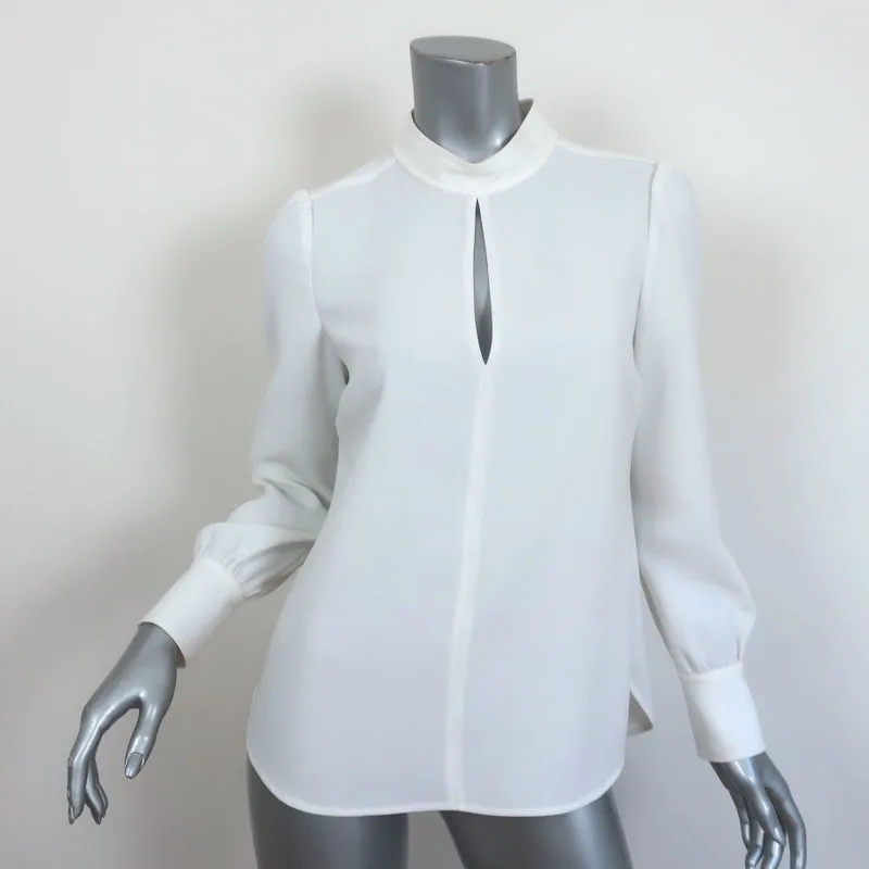 A.L.C. Keyhole Blouse Marina White Crepe Size 4 Long Sleeve Mock Neck Top