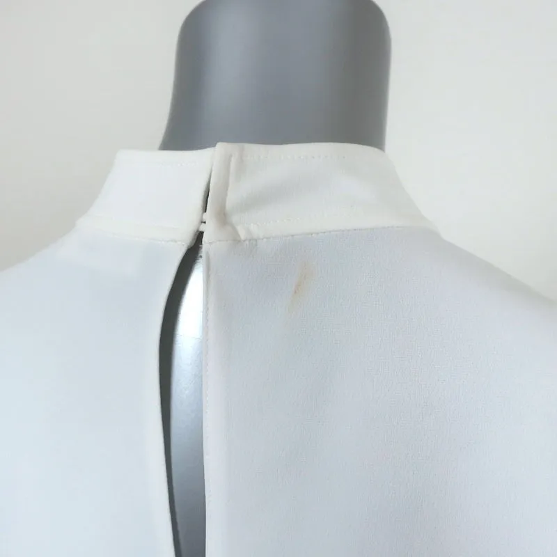 A.L.C. Keyhole Blouse Marina White Crepe Size 4 Long Sleeve Mock Neck Top