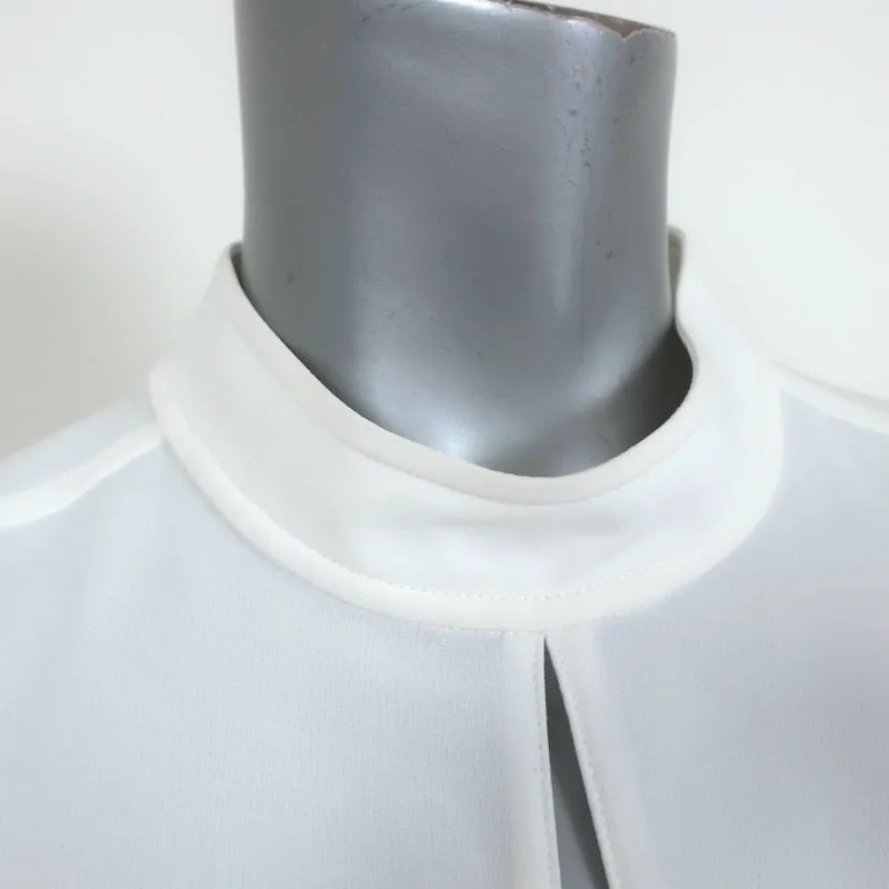 A.L.C. Keyhole Blouse Marina White Crepe Size 4 Long Sleeve Mock Neck Top