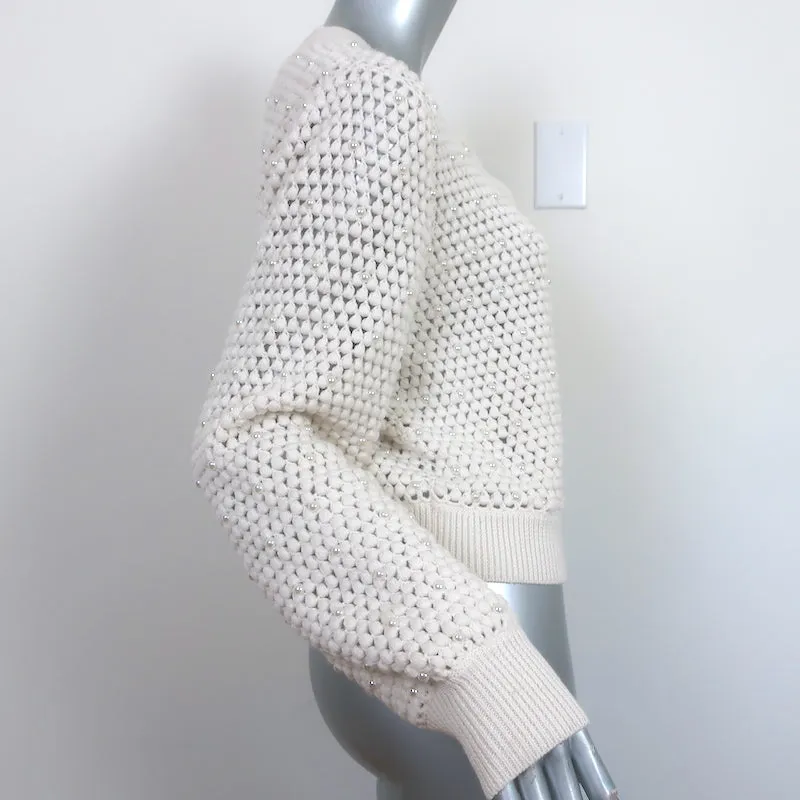 Alice   Olivia Faux Pearl Cardigan Kitty Ivory Crochet Wool Size Large