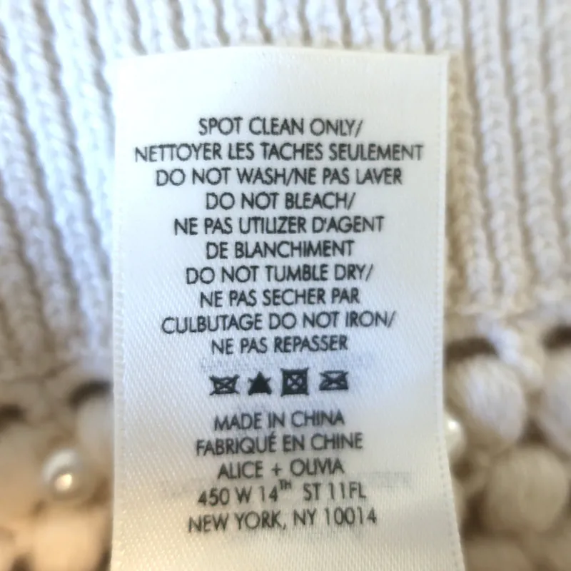 Alice   Olivia Faux Pearl Cardigan Kitty Ivory Crochet Wool Size Large