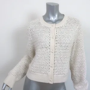 Alice   Olivia Faux Pearl Cardigan Kitty Ivory Crochet Wool Size Large