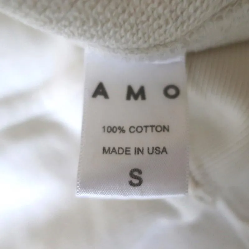 AMO Loved Sweatshirt White Distressed Cotton Size Small Crewneck Pullover