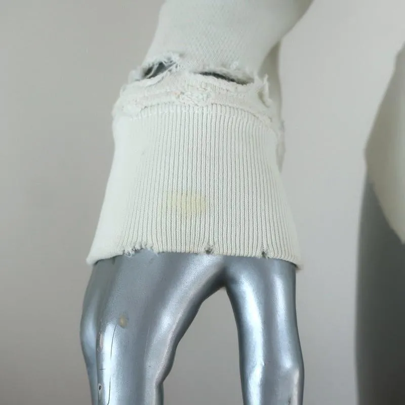 AMO Loved Sweatshirt White Distressed Cotton Size Small Crewneck Pullover