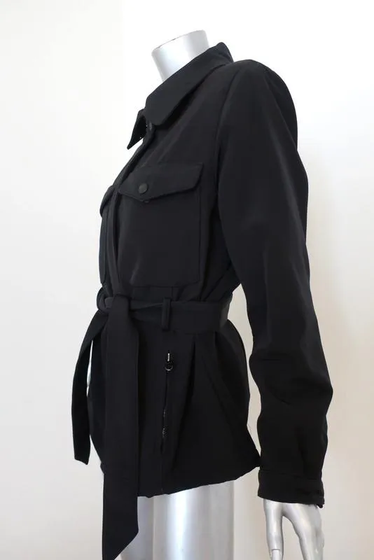 Andrew Marc Belted Jacket Black Cotton-Blend Size Small