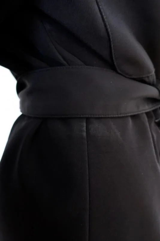 Andrew Marc Belted Jacket Black Cotton-Blend Size Small