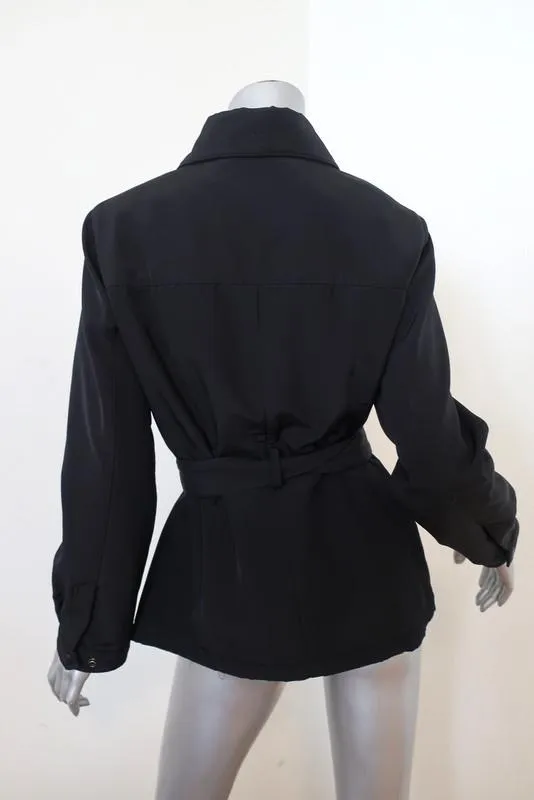 Andrew Marc Belted Jacket Black Cotton-Blend Size Small