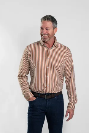 Apex Dark Orange Bengal Stripe Long Sleeve Shirt