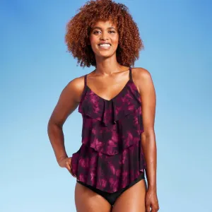Aqua Green Women's UPF 50 Tiered Tankini Top 83618758 Multi Warm Purple S