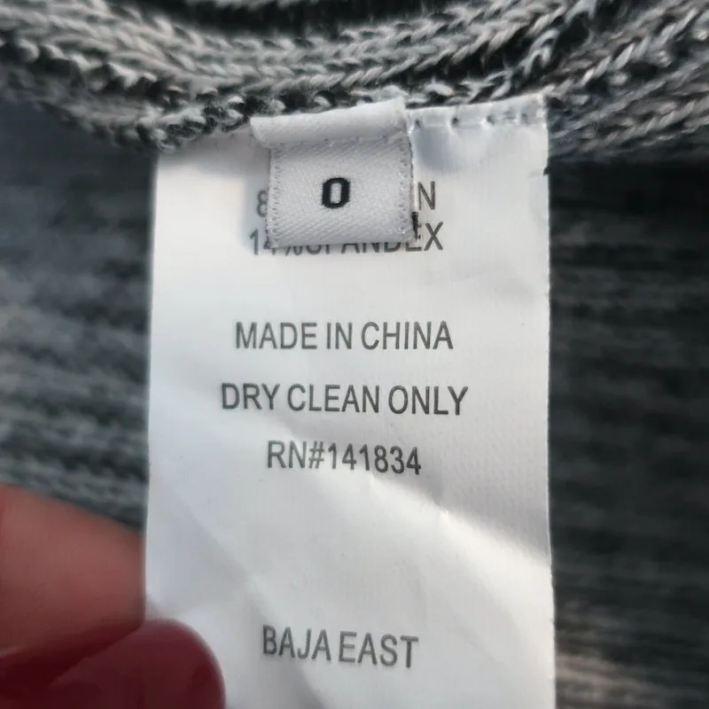 Baja East Cardigan Gray Stretch Cotton Rib Knit Size 0 Open Front Sweater