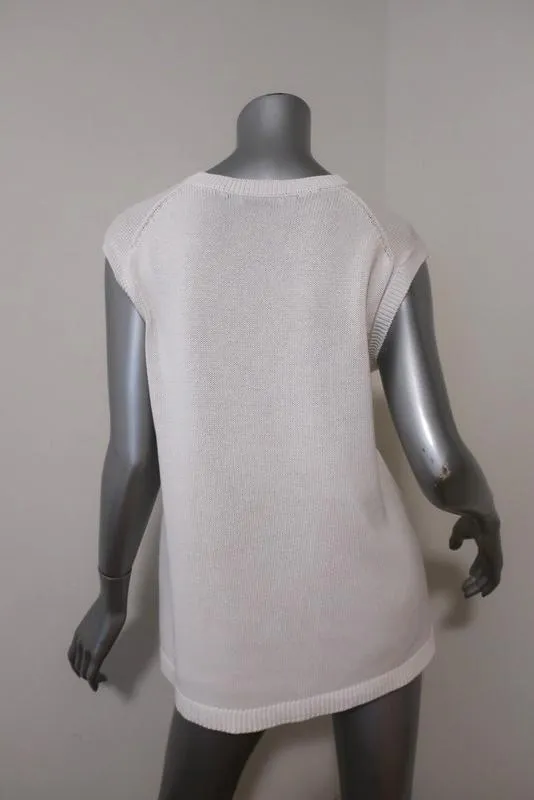 Balenciaga Cotton Knit Top White Size 36 Sleeveless Sweater