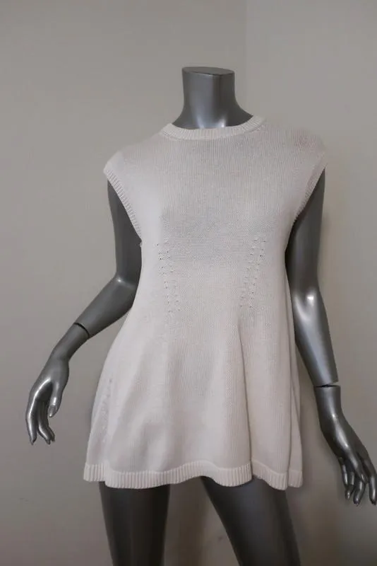 Balenciaga Cotton Knit Top White Size 36 Sleeveless Sweater