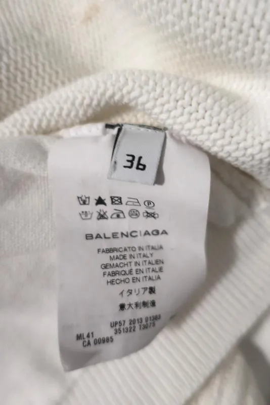 Balenciaga Cotton Knit Top White Size 36 Sleeveless Sweater