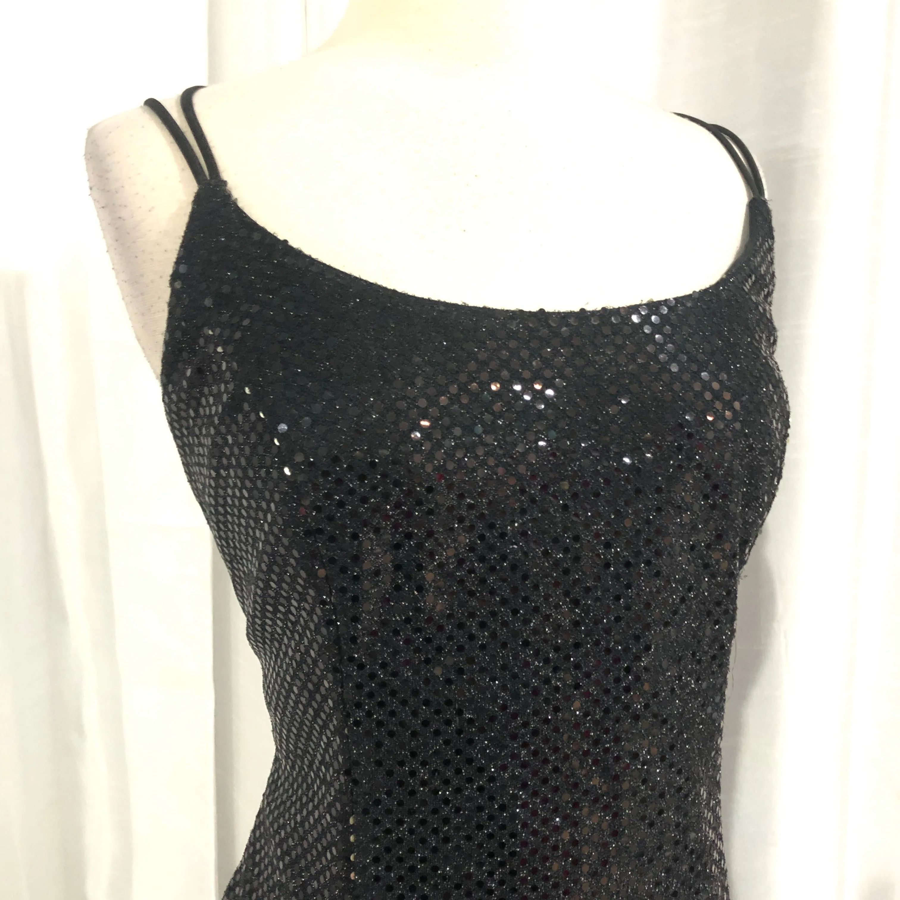 BARI JAY Short Black Sequined Gown Size 13/14