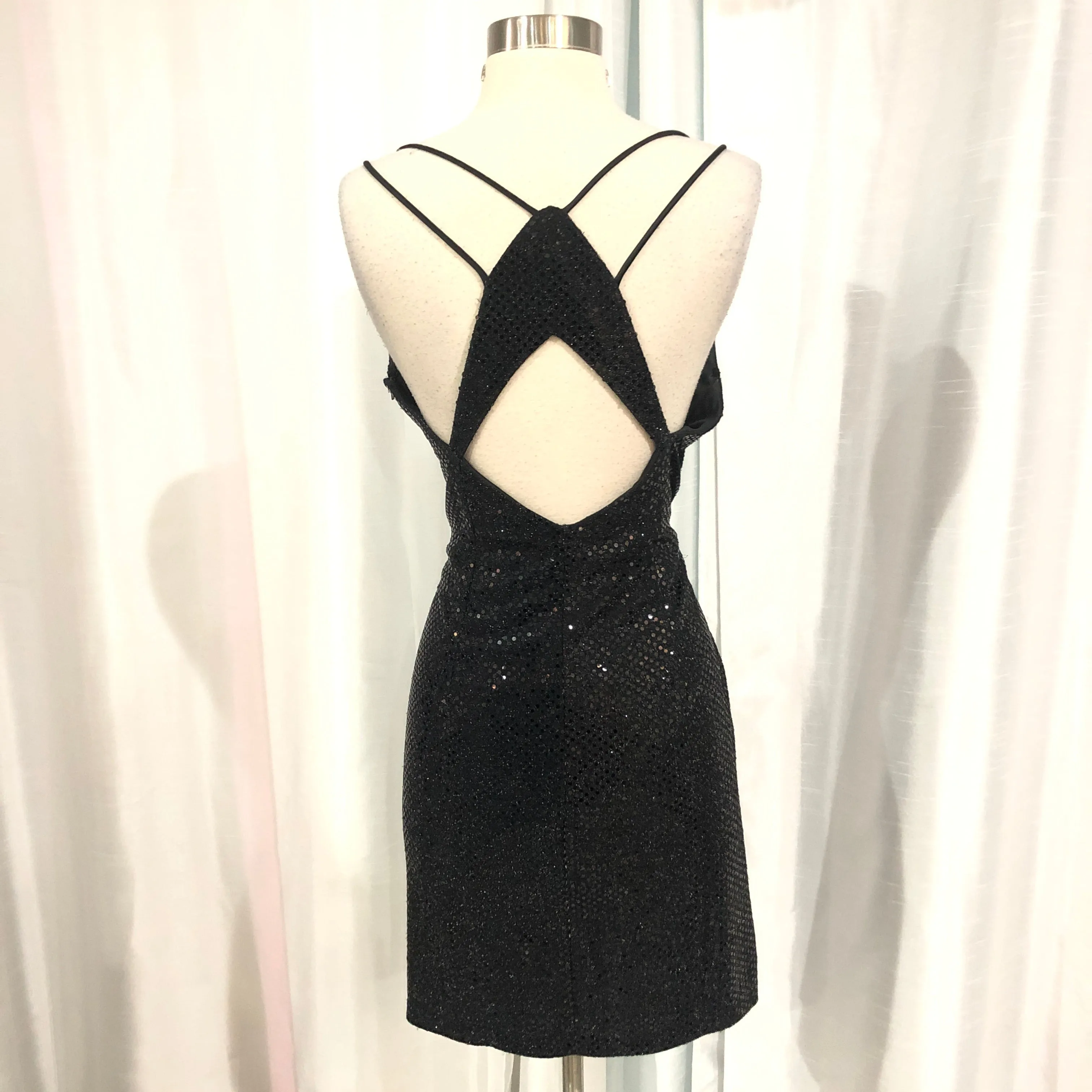 BARI JAY Short Black Sequined Gown Size 13/14