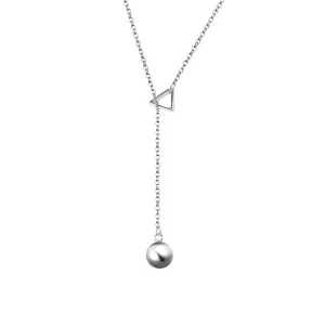 Bead & Silver-Plated Triangle & Bead Pendant Necklace