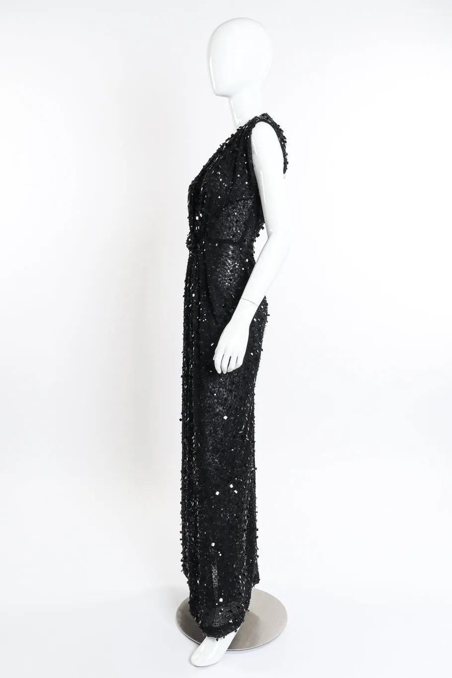 Beaded Sequin Mesh Gown