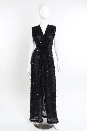 Beaded Sequin Mesh Gown