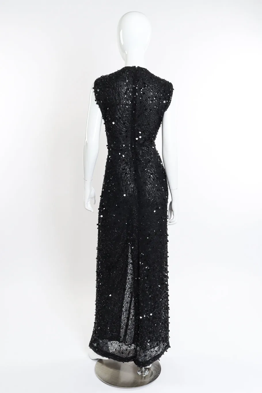 Beaded Sequin Mesh Gown