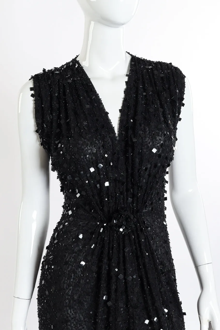 Beaded Sequin Mesh Gown