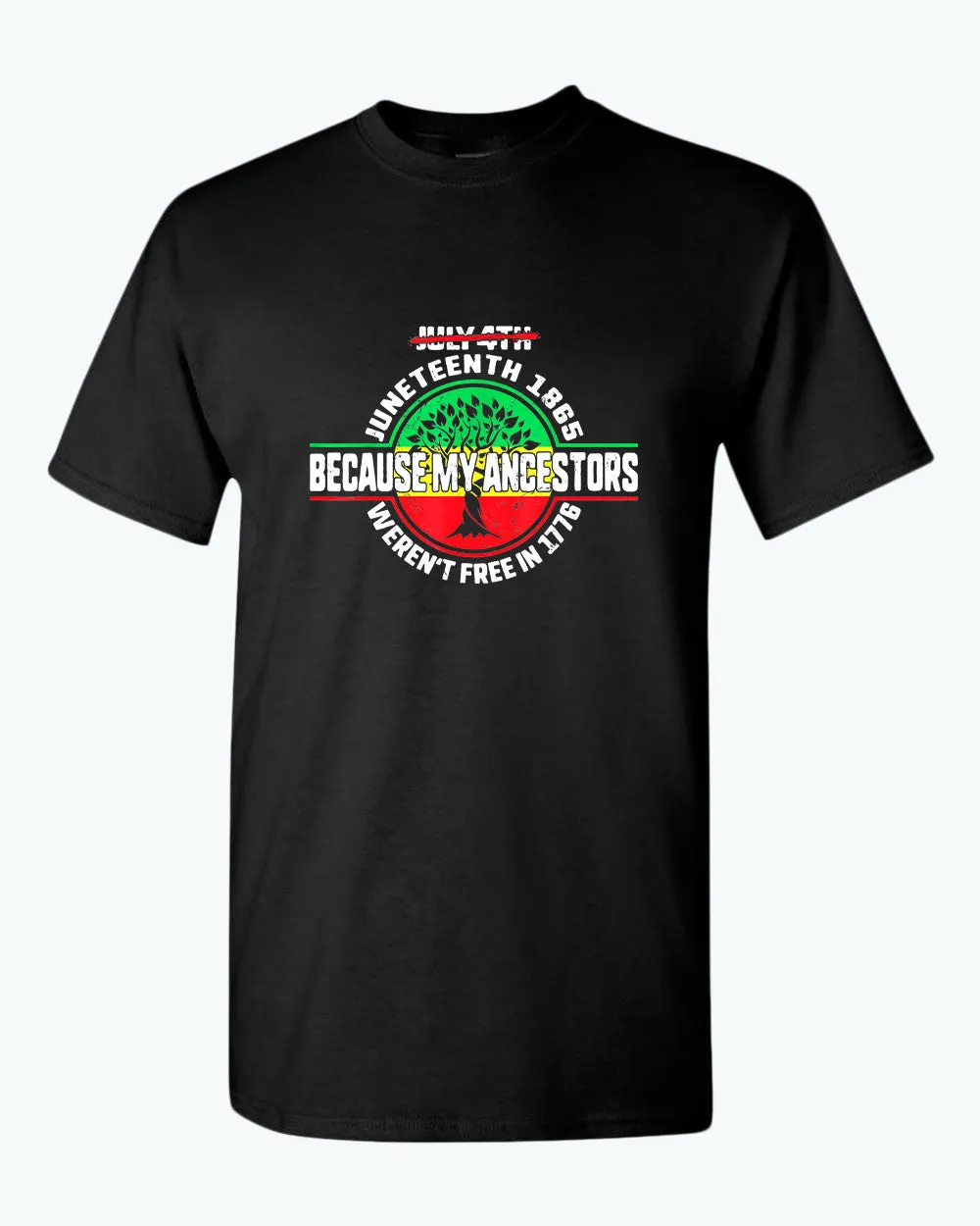 Because my ancestors weren't free in 1776 t-shirt