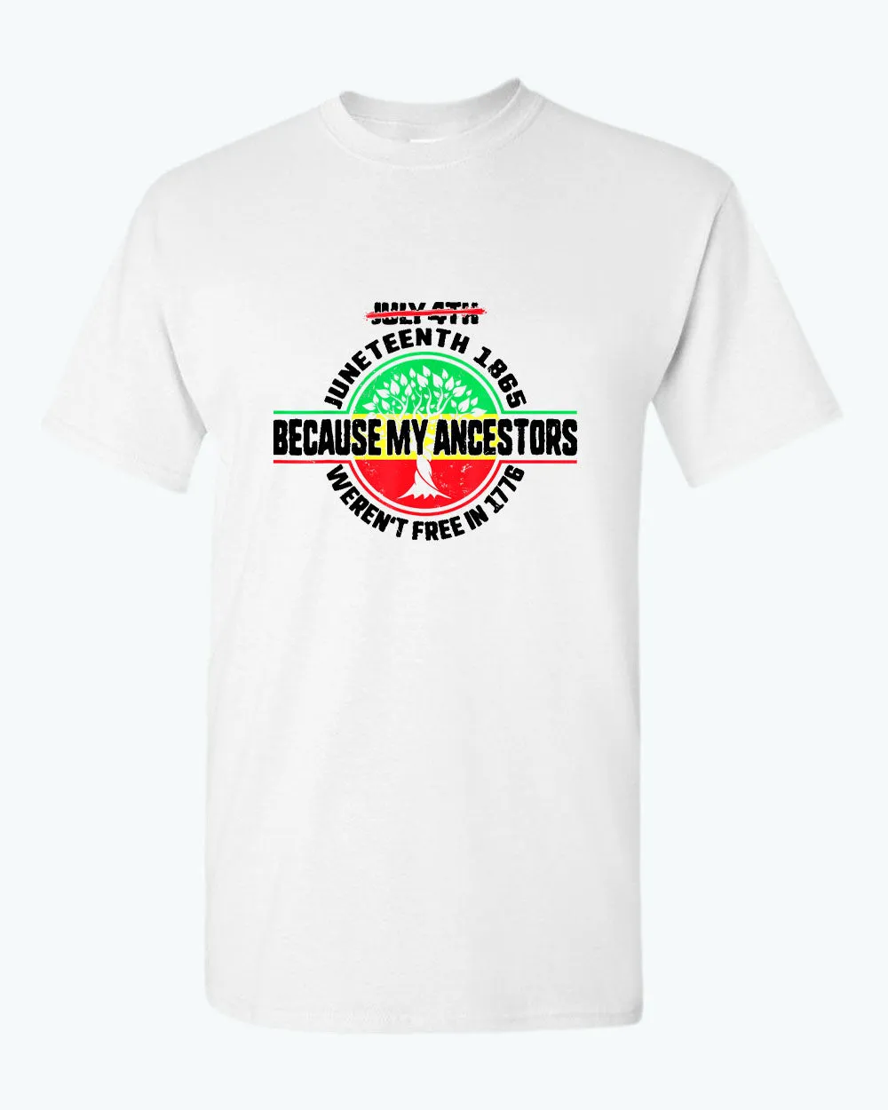 Because my ancestors weren't free in 1776 t-shirt