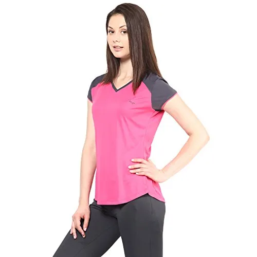 berge' Ladies Polyester Dry Fit Western Shirts & Tshirts for Women, Quick Drying & Breathable Fabric, Gym Wear Tees & Workout Tops (Pink Colour)