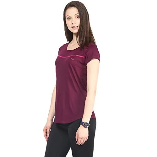 berge' Ladies Polyester Dry Fit Western Shirts & Tshirts for Women, Quick Drying & Breathable Fabric, Gym Wear Tees & Workout Tops (Wine Colour) L