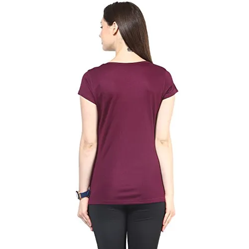 berge' Ladies Polyester Dry Fit Western Shirts & Tshirts for Women, Quick Drying & Breathable Fabric, Gym Wear Tees & Workout Tops (Wine Colour) L