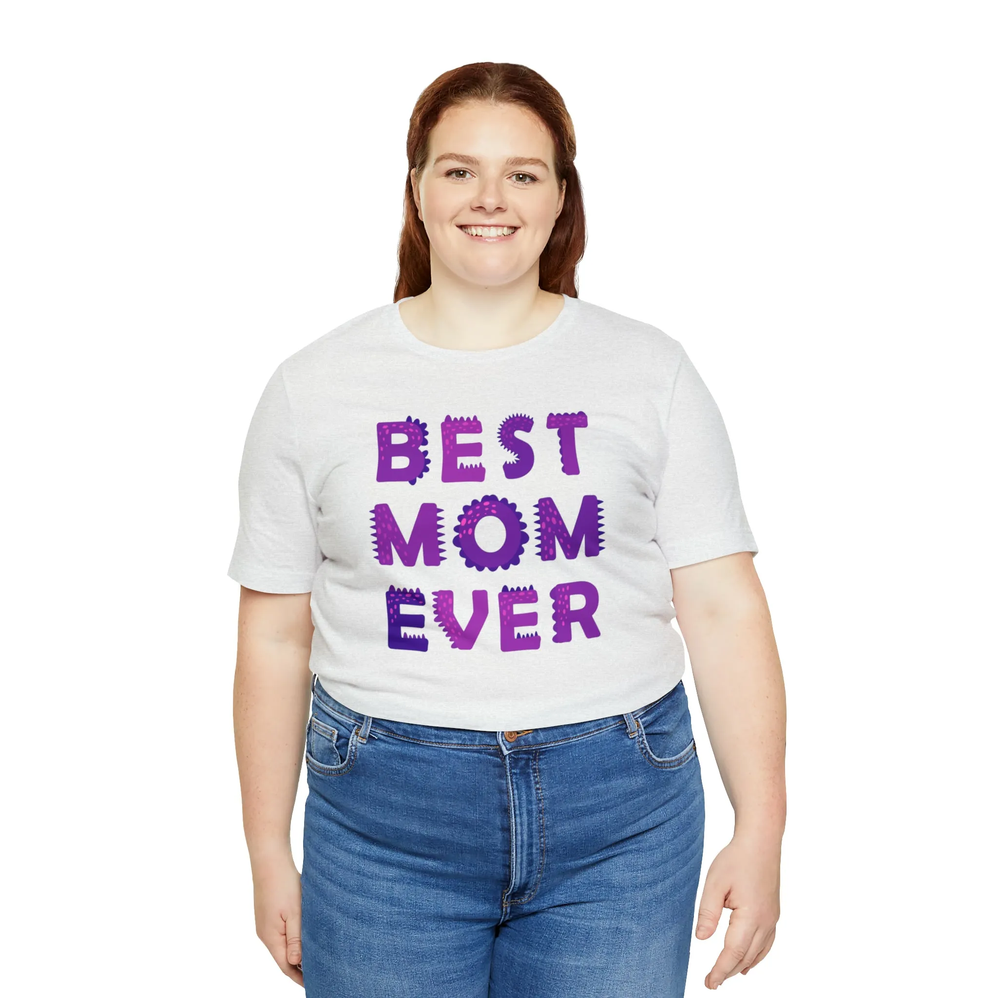 Best Mom Ever Purple Text T-Shirt | Bestie Mama Tee |  Bella Canvas 3001 Unisex |  Mother Short Sleeve Tshirt