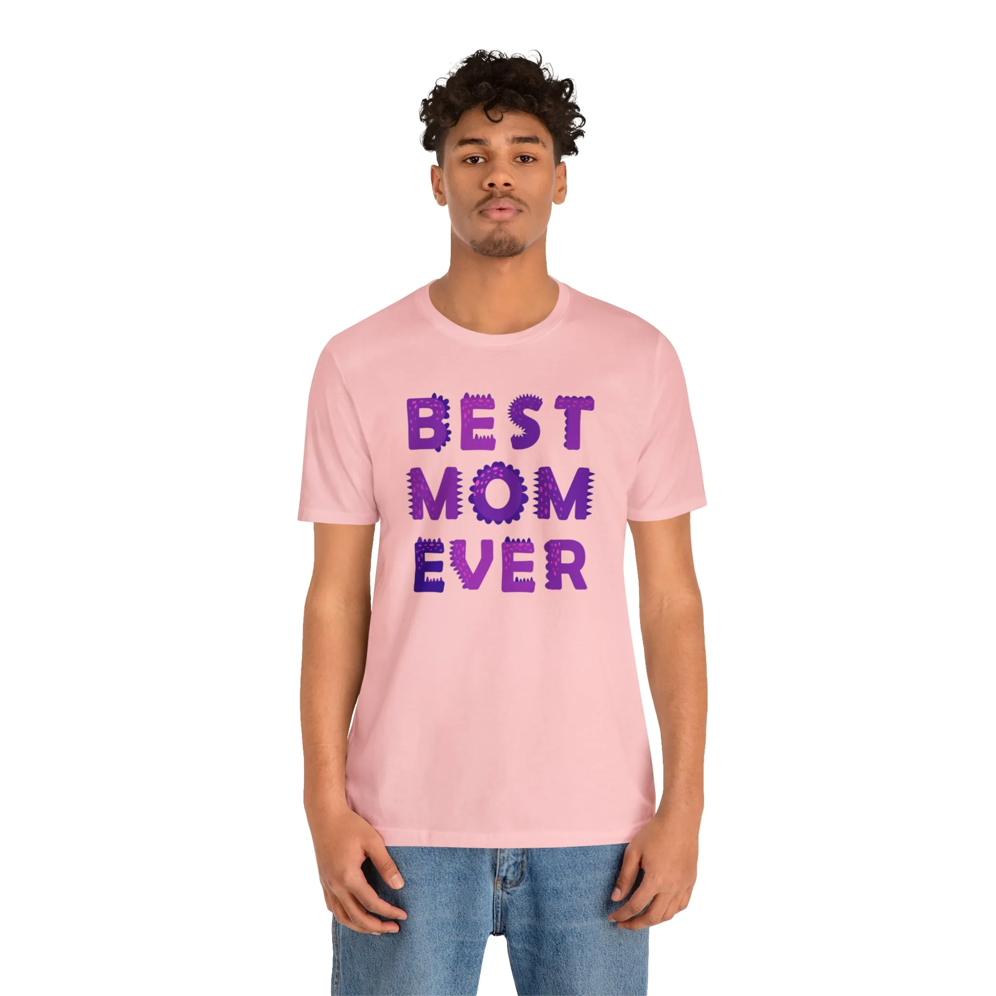 Best Mom Ever Purple Text T-Shirt | Bestie Mama Tee |  Bella Canvas 3001 Unisex |  Mother Short Sleeve Tshirt