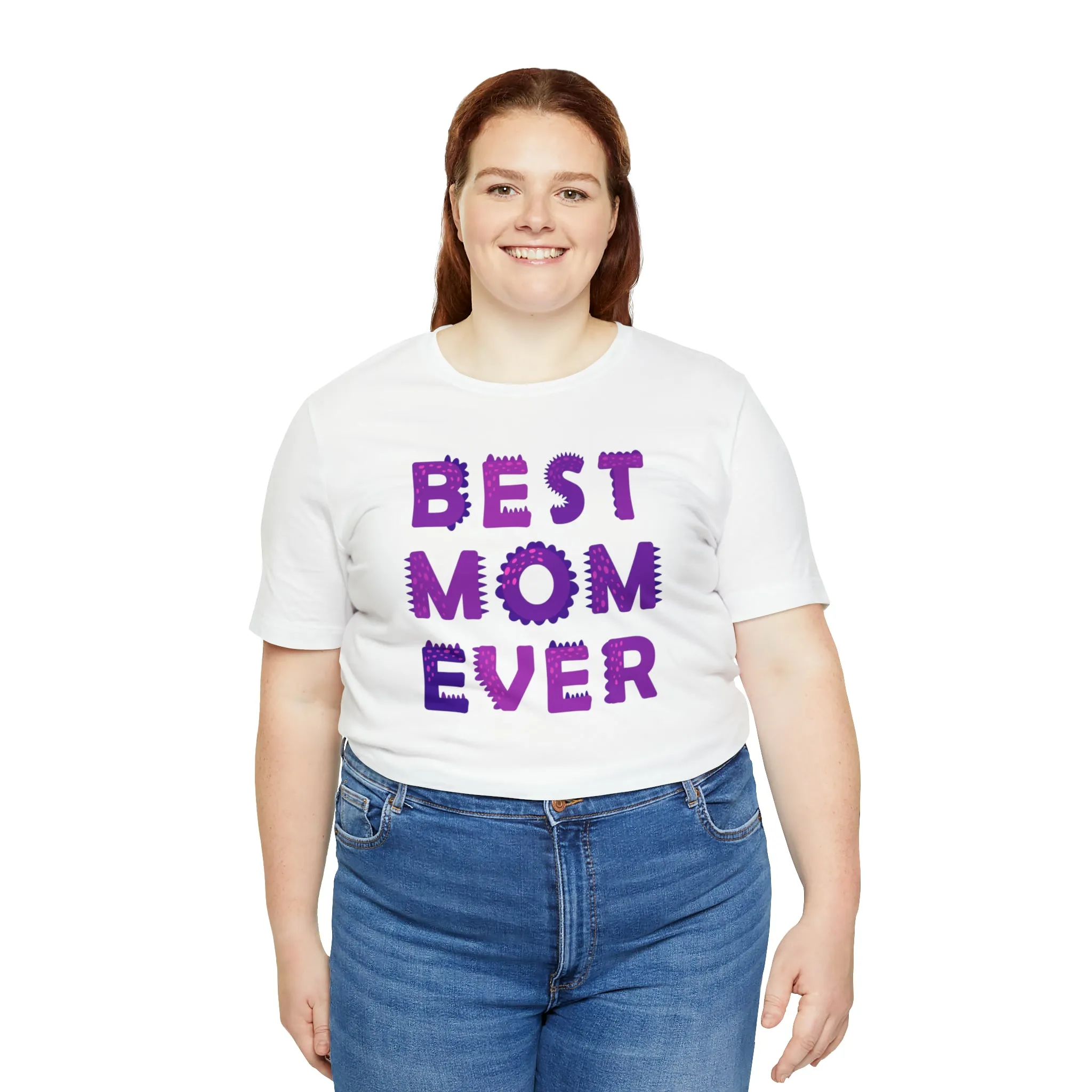 Best Mom Ever Purple Text T-Shirt | Bestie Mama Tee |  Bella Canvas 3001 Unisex |  Mother Short Sleeve Tshirt