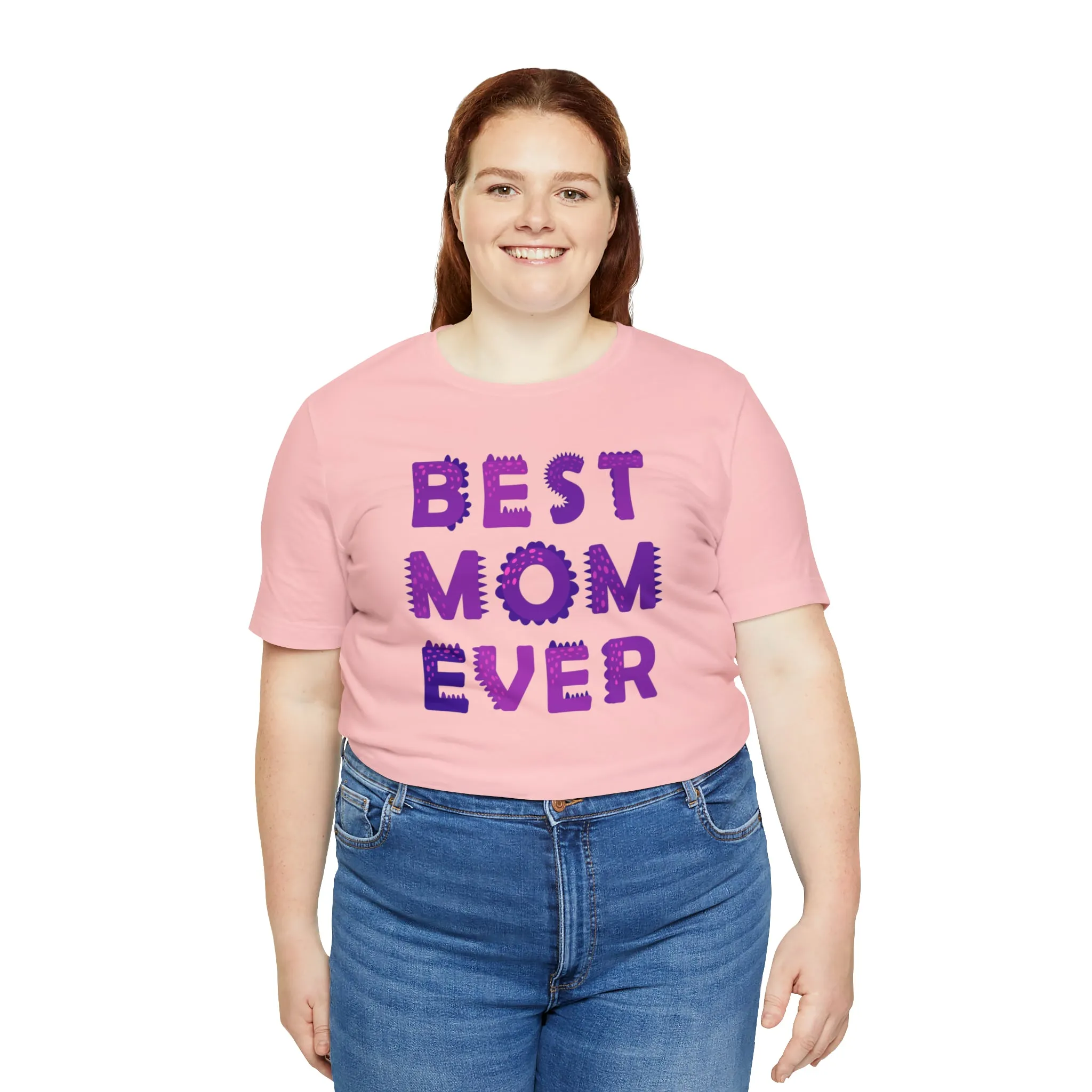 Best Mom Ever Purple Text T-Shirt | Bestie Mama Tee |  Bella Canvas 3001 Unisex |  Mother Short Sleeve Tshirt