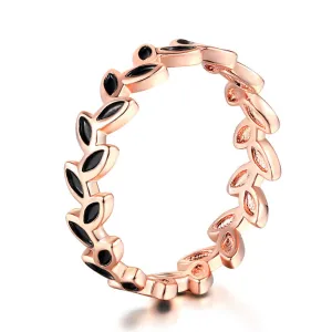 Black & 18K Rose Gold-Plated Oil-Drop Branch Band Ring