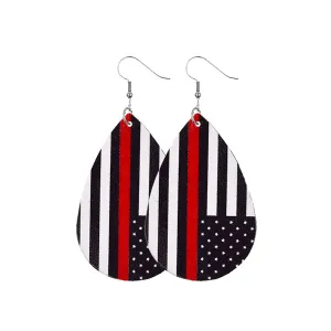 Black & Red Stripe Teardrop Earrings