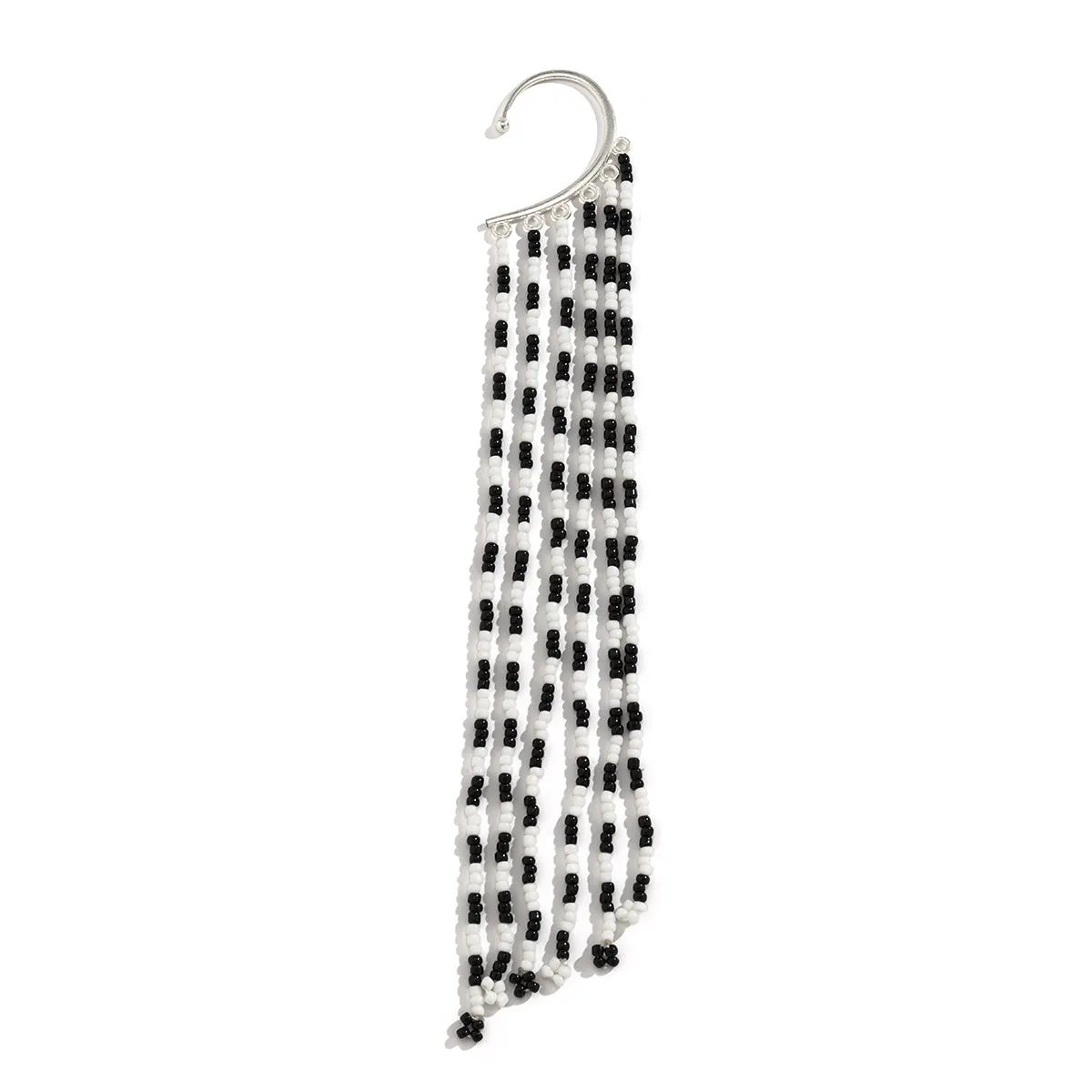 Black & White Howlite Tassel Ear Cuff