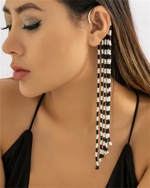Black & White Howlite Tassel Ear Cuff