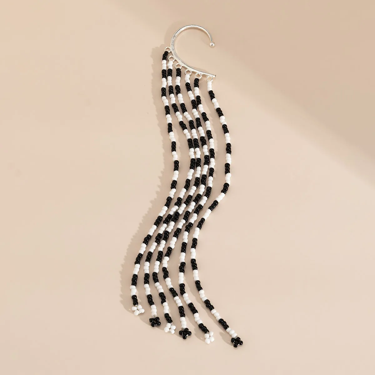 Black & White Howlite Tassel Ear Cuff